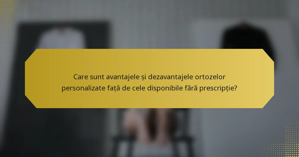 Care sunt avantajele și dezavantajele ortozelor personalizate față de cele disponibile fără prescripție?