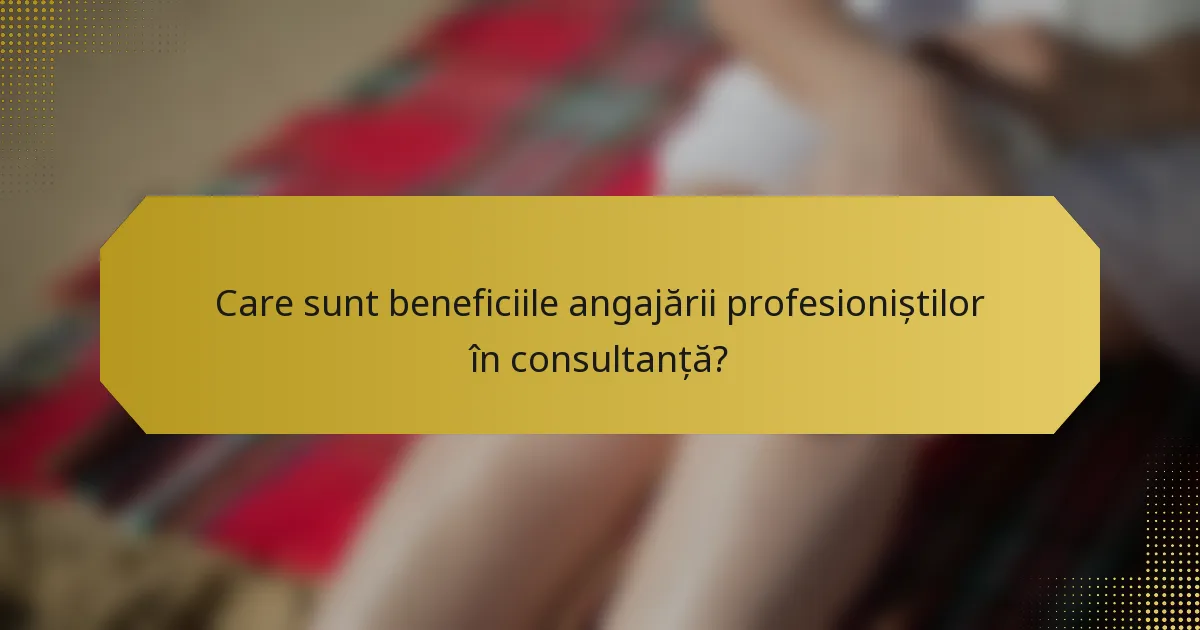 Care sunt beneficiile angajării profesioniștilor în consultanță?