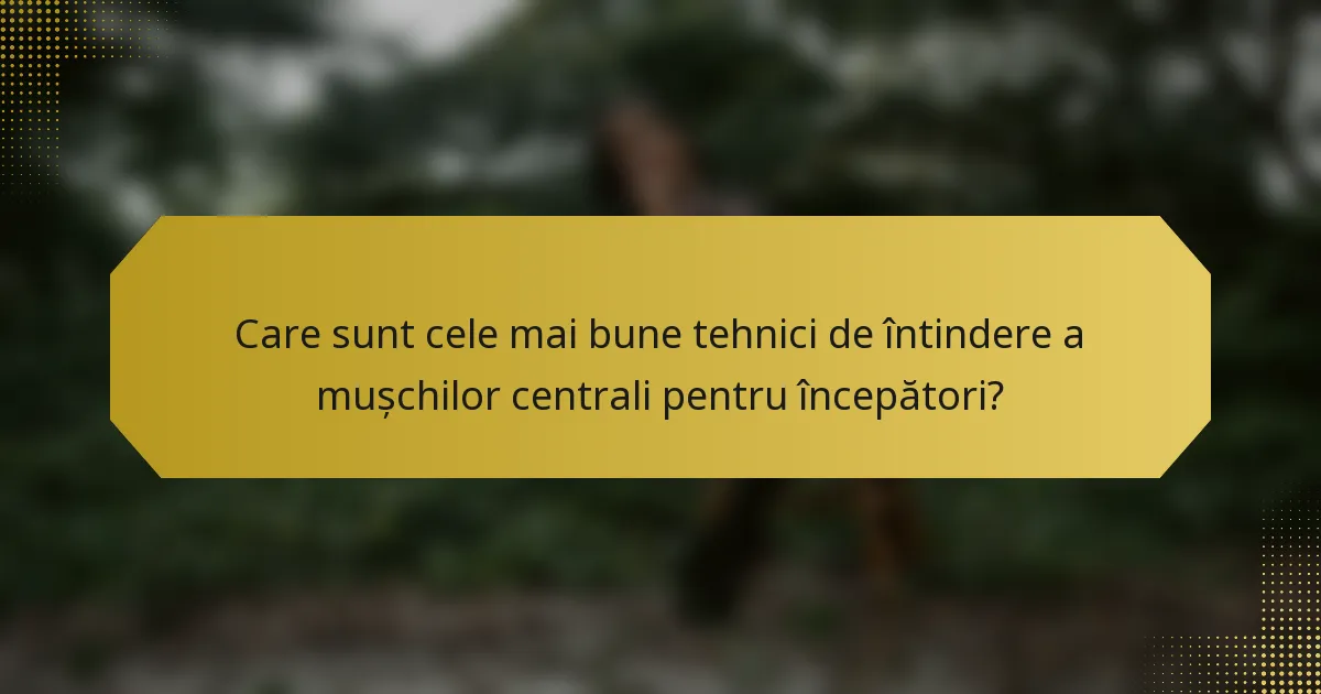 Care sunt cele mai bune tehnici de întindere a mușchilor centrali pentru începători?